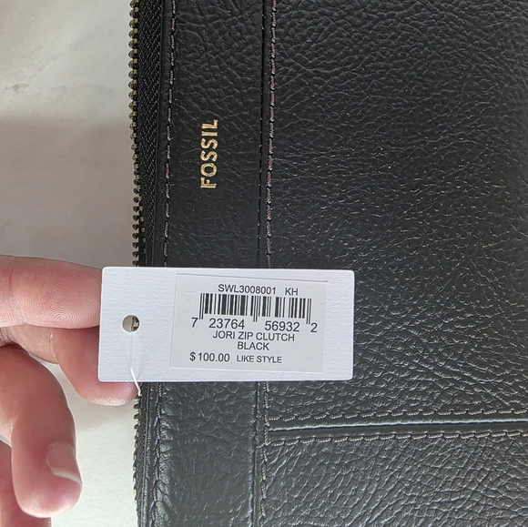 NEW Fossil Black Jori RFID Zip Clutch Wallet - Picture 6 of 8
